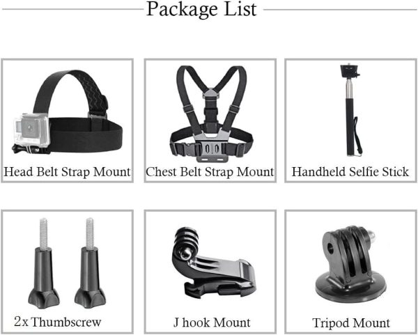 VVHOOY 3 in 1 Universal Action Camera Accessories Kit - Head Strap Mount/Chest Harness/Selfie Stick Compatible with Gopro Hero 12 11 10 9 8 7 6 5/AKASO EK7000/V50/Brave 7/Dragon Touch Action Camera - Image 7